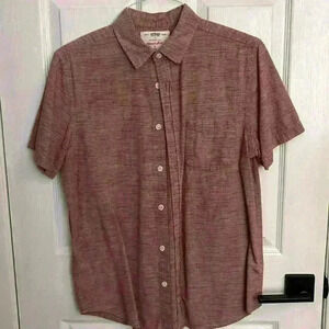 Urban Pipeline Men’s short sleeve collared shirt - red white stripe